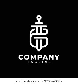 Monogram letter G sword logo