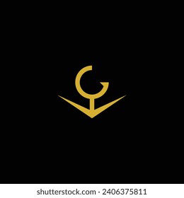 Monogramm Buchstaben G und V in Gold