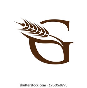 A monogram Letter G for Wheat Grain Initial Logo 