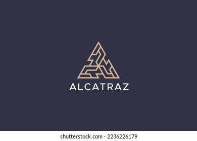 Monogram Letter A with Geometric Triangle Line Concept Logo Icon
