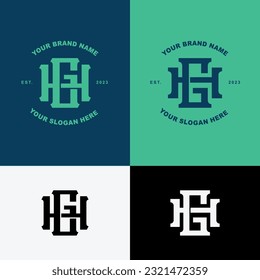 Letra monograma GH o HG con estilo de interconexión buena para marca, ropa, ropa, ropa, ropa de calle, béisbol, baloncesto, fútbol, etc
