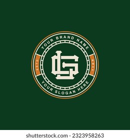 Monogram letter GL or LG with interlock style, badge design for brand, clothing, apparel, streetwear, baseball, basketball, football and etc