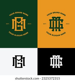 Monogram letter GM or MG with interlock style good for brand, clothing, apparel, streetwear, baseball, basketball, football and etc