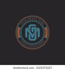 Monogram letter GM or MG with interlock style, badge design for brand, clothing, apparel, streetwear, baseball, basketball, football and etc
