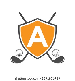 Monogram Letter A Golf Club Logo Design, League and Golfing Symbol Vector Template