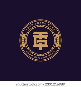 Monogram letter GT or TG with interlock style, badge design for brand, clothing, apparel, streetwear, baseball, basketball, football and etc