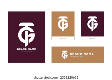 Monogramm-Buchstaben GT oder TG mit Interlock-Stil, gut für Marke, Kleidung, Bekleidung, Straßenbekleidung, Baseball, Basketball, Fußball usw.
