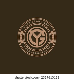 Monogram letter GY or YG with interlock style, badge design for brand, clothing, apparel, streetwear, baseball, basketball, football and etc