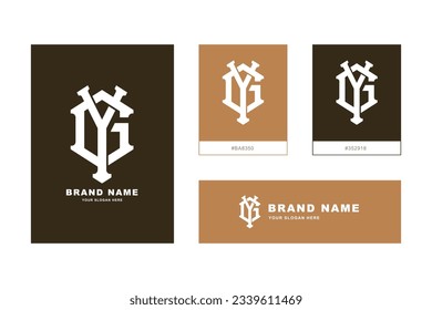 Monogram letter GY or YG with interlock style good for brand, clothing, apparel, streetwear, baseball, basketball, football and etc