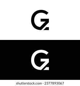 Monogram Letter GZ Logo Design. Black and White Logo. Usable for Business Logos. Flat Vector Logo Design Template