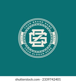 Letra monograma GZ o ZG con estilo de enclavamiento, diseño de insignias para marca, ropa, ropa, ropa de calle, béisbol, baloncesto, fútbol, etc.
