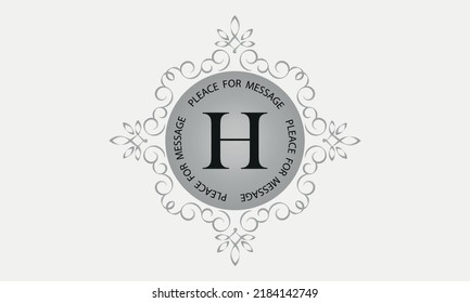 Un monograma con la letra H en un marco elegante. Colocar el texto. Plantilla para cafés, bares, tiendas, invitaciones, atracciones. Logo para los negocios. Elementos de cosecha