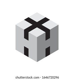 Letra monograma H Geométrica cuadrada cubo empresa vector Diseño