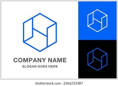 Vorlage für das Design des Vectorlogos von Monogram-H Geometric Square Cube Business Company