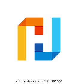 Monogram Letter H Geometric Triangle Square Business Company Vector Logo Design