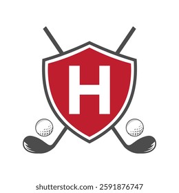 Monogram Letter H Golf Club Logo Design, League and Golfing Symbol Vector Template