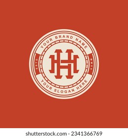 Monogram letter H or HH with interlock style, badge design for brand, clothing, apparel, streetwear, baseball, basketball, football and etc
