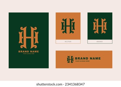 Premium Vector  Monogram letter fh or hf with interlock vintage classic  style good for brand clothing apparel