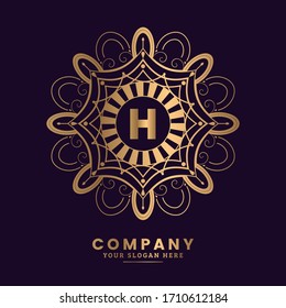 Monogram letter H logo. Luxurious mandala logo for Cafe, Hotel, Restaurant, Jewelry and Antique.