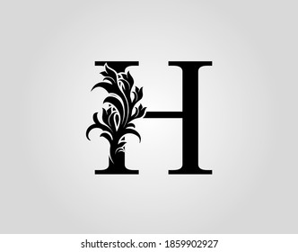 Monogram Letter H Luxury Logo Icon, Vintage Deco H Letter Vector Design.