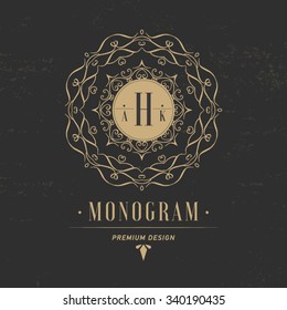 Monogram letter H. Luxury logo flourishes calligraphic elegant ornament lines. Business sign, identity for restaurant, royalty, boutique, cafe, hotel, heraldic, jewelry, fashion.