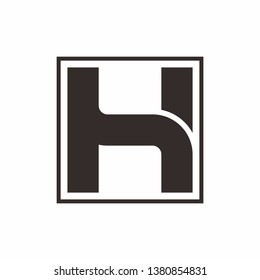 Monogram Letter H Square Business Company Vector Logo Design