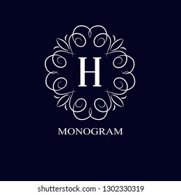 Monogram of the letter H. Vintage of magnificent ornament. Business emblem of restaurant, boutique, hotel, jewelry. Vector illustration