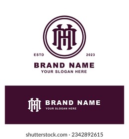 Monogram letter HM or MH with interlock style good for brand, clothing, apparel, streetwear, baseball, basketball, football and etc