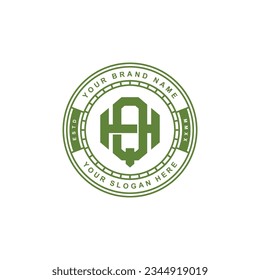 Monogramm-Brief-HQ oder QH mit Interlock-Stil, Baddesign für Marke, Kleidung, Kleidung, Straßenbekleidung, Baseball, Basketball, Fußball usw.