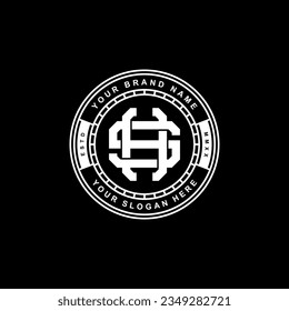 Monogram letter HS or SH with interlock style, badge design for brand, clothing, apparel, streetwear, baseball, basketball, football and etc