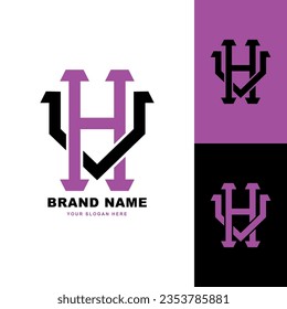 Letra monograma HV o VH con estilo de enclavamiento bueno para marca, ropa, ropa, ropa de calle, béisbol, baloncesto, fútbol, etc