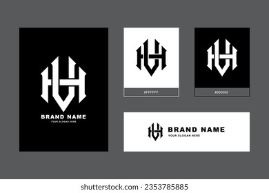 Letra monograma HV o VH con estilo de enclavamiento bueno para marca, ropa, ropa, ropa de calle, béisbol, baloncesto, fútbol, etc