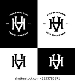 Monogram letter HV or VH with interlock style good for brand, clothing, apparel, streetwear, baseball, basketball, football and etc