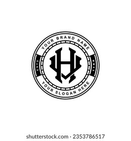 Monogram letter HV or VH with interlock style, badge design for brand, clothing, apparel, streetwear, baseball, basketball, football and etc