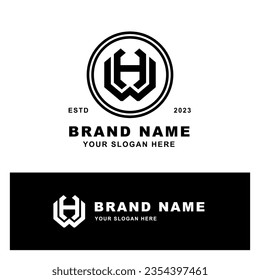Monogram Letter HW oder WH mit modernem Stil, gut für Marke, Kleidung, Kleidung, Straßenbekleidung, Baseball, Basketball, Fußball usw.