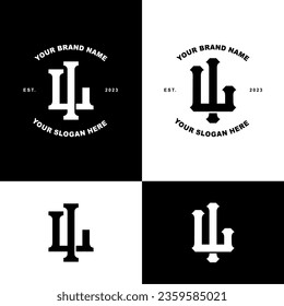 Letra monograma IL o LI con estilo de interconexión buena para marca, ropa, ropa, ropa, ropa de calle, béisbol, baloncesto, fútbol, etc