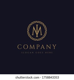 Monogram letter IM logo, letter MI logo icon vector template on dark background