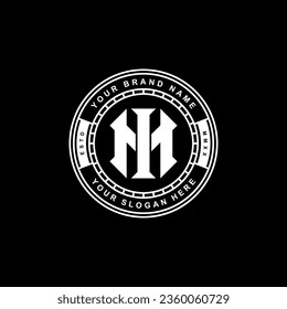 Monogram letter IM or MI with interlock style, badge design for brand, clothing, apparel, streetwear, baseball, basketball, football and etc