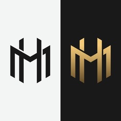 Monogram Letter Initial H M HM MH Logo Design Template. Suitable For General Sports Fitness Construction Finance Company Business Corporate Shop Apparel In Simple Modern Style Logo Design.