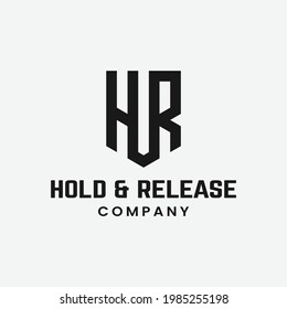 Monogram Letter Initial H R HR RH for Hold Release Logo Design Template. Suitable for General Business Company Corporate Brand Simple Unique Hipster Rustic Retro Logo Design