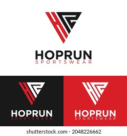 Monogram Letter Initial H R HR RH Triangle Logo Design Template. Geeignet für General Sports Fitness Construction Finance Company Business Corporate Shop Bekleidung Einfache moderne Logo Design.