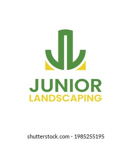 Letra monograma inicial JL LJ para la plantilla de diseño de logotipos de paisajismo júnior. Adecuado para el diseño de logotipo moderno sencillo de la marca corporativa de la compañía de finanzas inmobiliarias de paisajes generales.