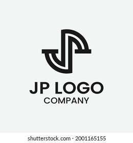Monogram Letter Initial JP DP for General Finance Fashion Business Brand Company in Simple Line Retro Hipster Style Logo Design Template