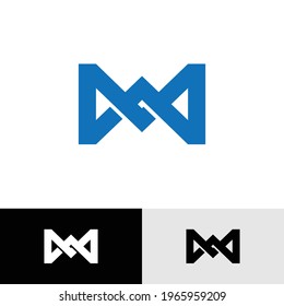 Monogram Letter Initial MW WM Simple Elegant Minimalist Retro Vintage Logo Design