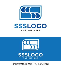 Monogram Letter Initial SSS in Blue Color Logo Design Template. Suitable for General Business Company Corporate Brand Simple Unique Modern Logo Design.