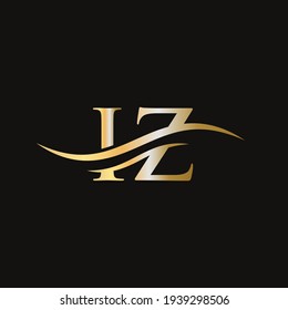 Vector de diseño del logotipo IZ de la letra monográfica. Diseño de logotipo de letras IZ con moderno diseño