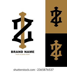Letra monograma IZ o ZI con estilo de enclavamiento bueno para marca, ropa, ropa, ropa de calle, béisbol, baloncesto, fútbol, etc