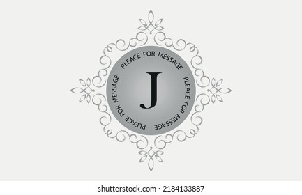 Un monograma con la letra J en un marco elegante. Colocar el texto. Plantilla para cafés, bares, tiendas, invitaciones, atracciones. Logo para los negocios. Elementos de cosecha