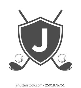 Monogram Letter J Golf Club Logo Design, League and Golfing Symbol Vector Template