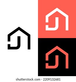 Letra monograma J con vector de diseño de logotipo inmobiliario